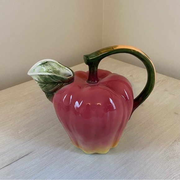 Vintage Red Green Apple Pitcher Haldon Group Japan Retro 80s Ceramic Kitchen - Picture 4 of 9